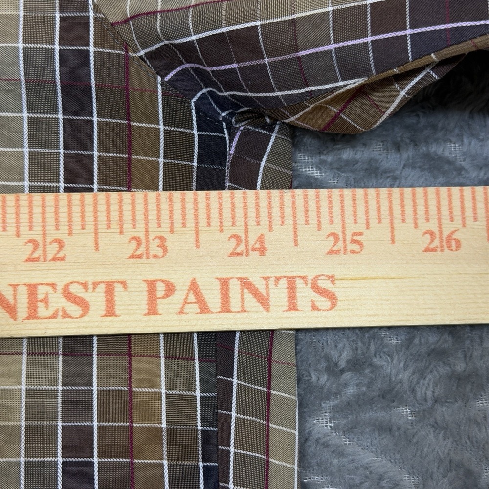 Vtg Haupt Shirt Germany Men Large Brown Check Button Down 16.5 - Picture 8 of 12